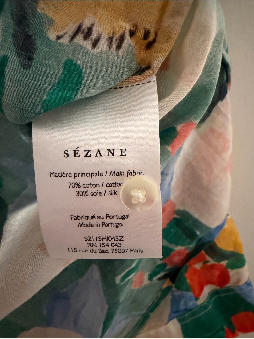 Sezane Button Down Shirt Delphe Floral Print, sz 12 US / 44 FR - Picture 7 of 10